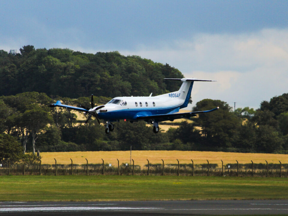 PlaneSense PC-12 flying over Scotland.