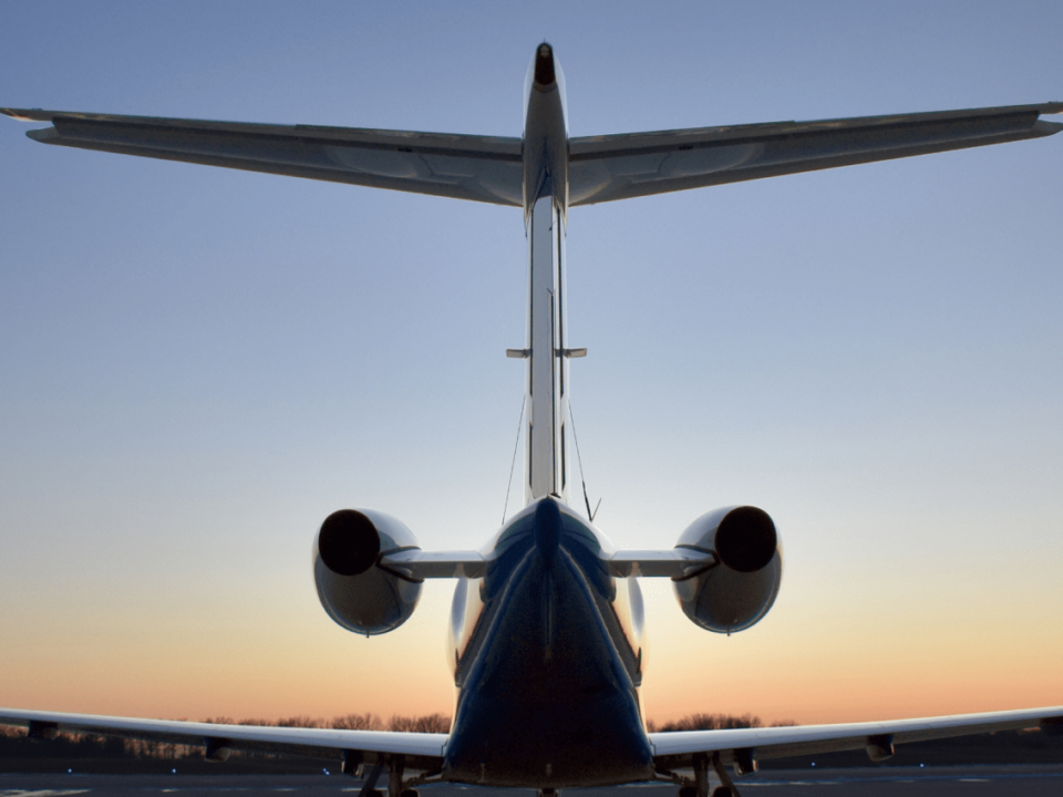 planesense fractional jet shot of tail on tarmac